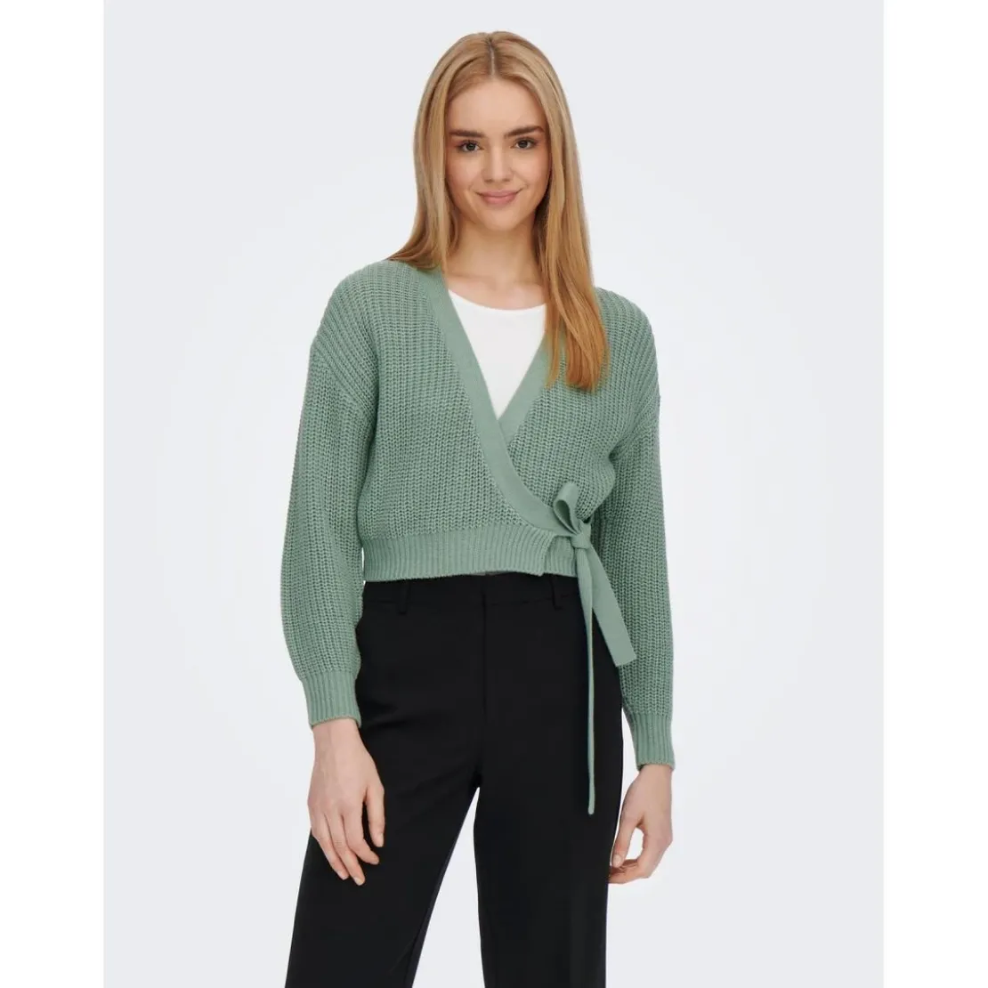 OnlyCardigans en maille Col en V Manches longues Cache-cœur Longueur regular vert Julia