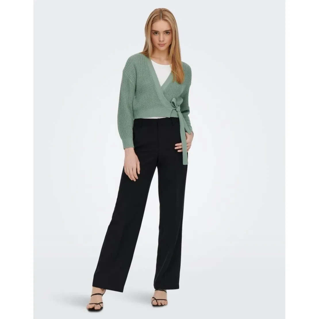 OnlyCardigans en maille Col en V Manches longues Cache-cœur Longueur regular vert Julia