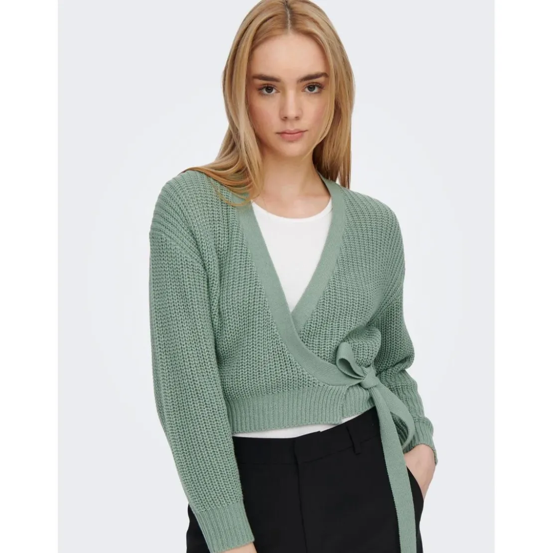 OnlyCardigans en maille Col en V Manches longues Cache-cœur Longueur regular vert Julia