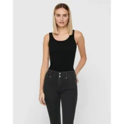 OnlyDébardeur Col rond Sans manches Coupe plus longue noir en coton Yas