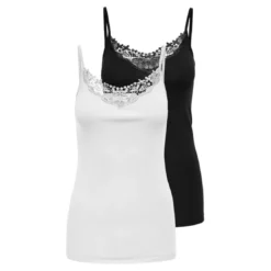 OnlyDébardeurs spaghetti blanc et noiren coton