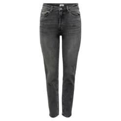 OnlyJean coupe droite braguette zippée taille haute gris foncé en coton Sue