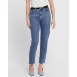 OnlyJean coupe droite Longueur cheville raccourcie bleu en coton