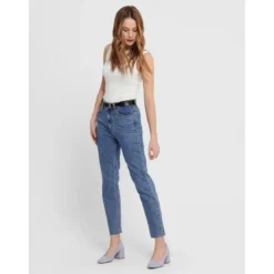 OnlyJean coupe droite Longueur cheville raccourcie bleu en coton