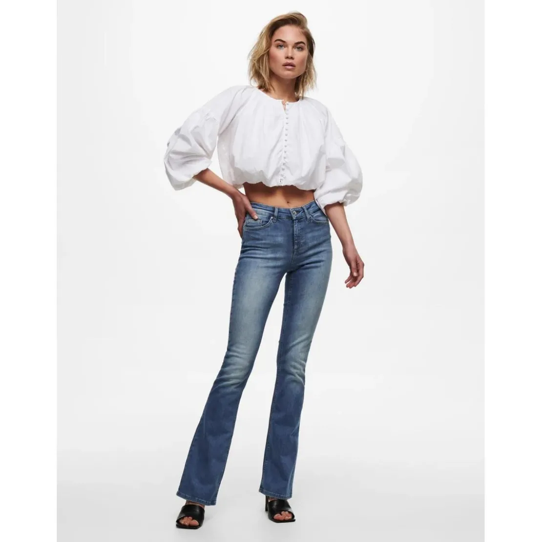 OnlyJean flared bleu en coton Gaia