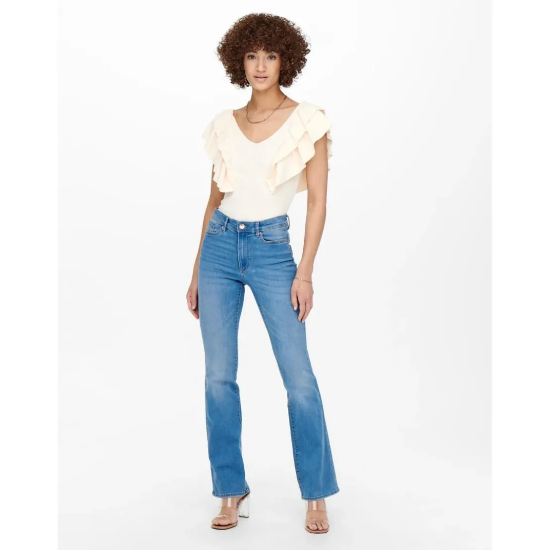 OnlyJean flared bleu en coton Tia