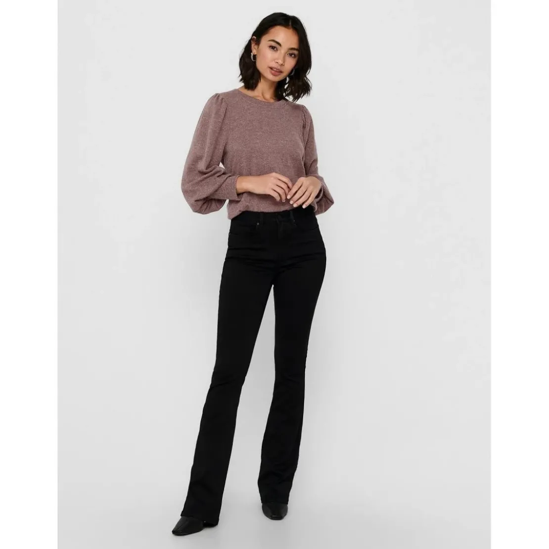 OnlyJean flared noir en coton Yule
