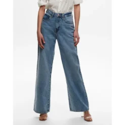 OnlyJean à jambe large bleu en coton Tia
