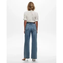 OnlyJean à jambe large bleu en coton Tia