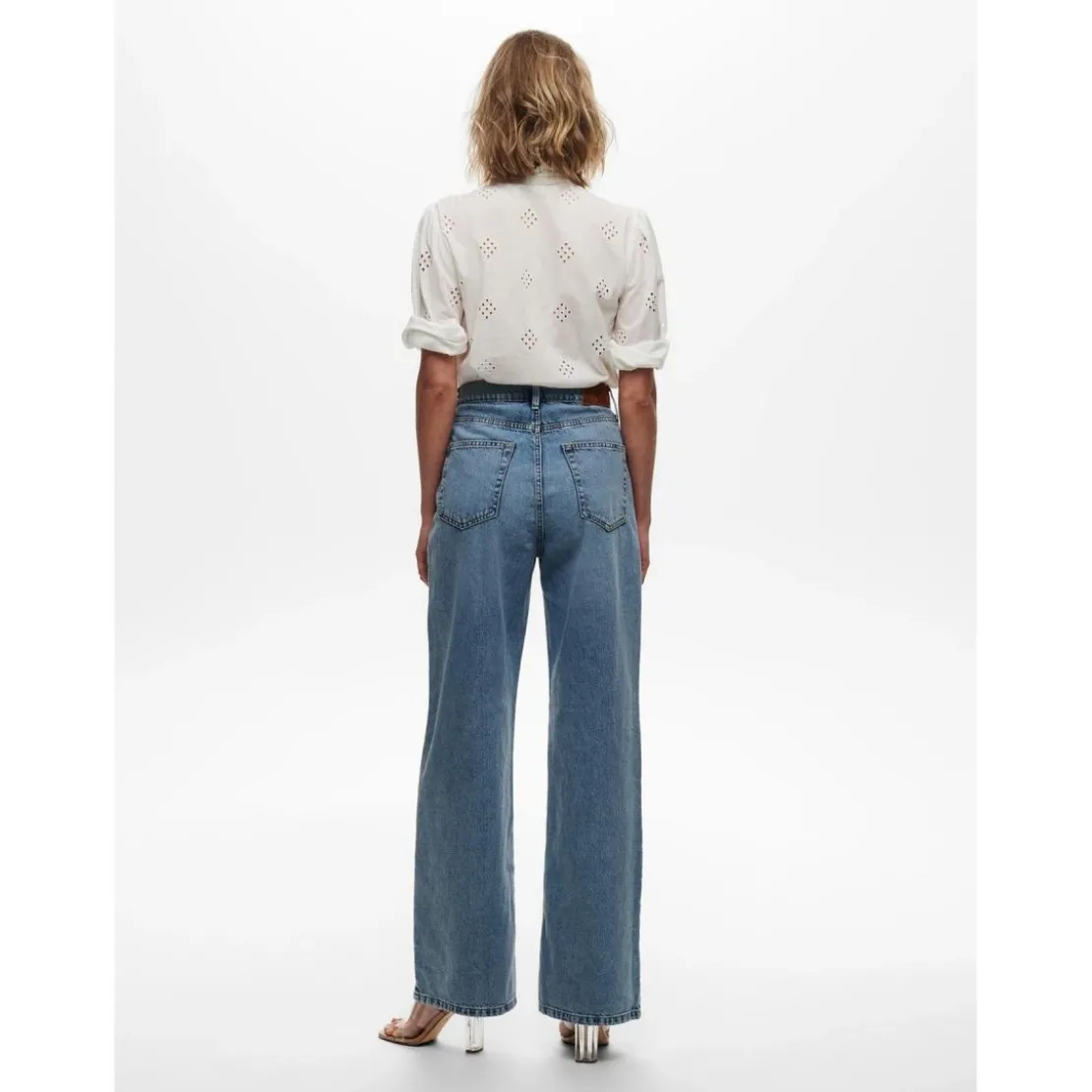 OnlyJean à jambe large bleu en coton Tia
