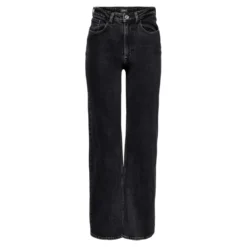 OnlyJean à jambe large braguette à boutons taille haute noir en coton Yas