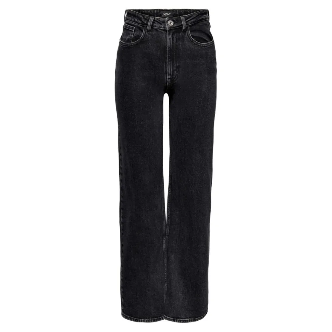 OnlyJean à jambe large braguette à boutons taille haute noir en coton Yas