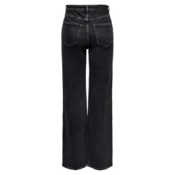 OnlyJean à jambe large braguette à boutons taille haute noir en coton Yas