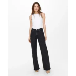 OnlyJean à jambe large noir en coton Yael