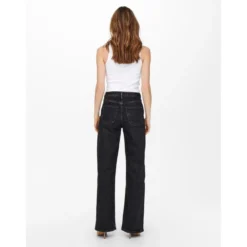 OnlyJean à jambe large noir en coton Yael