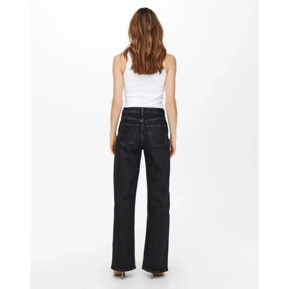 OnlyJean à jambe large noir en coton Yael