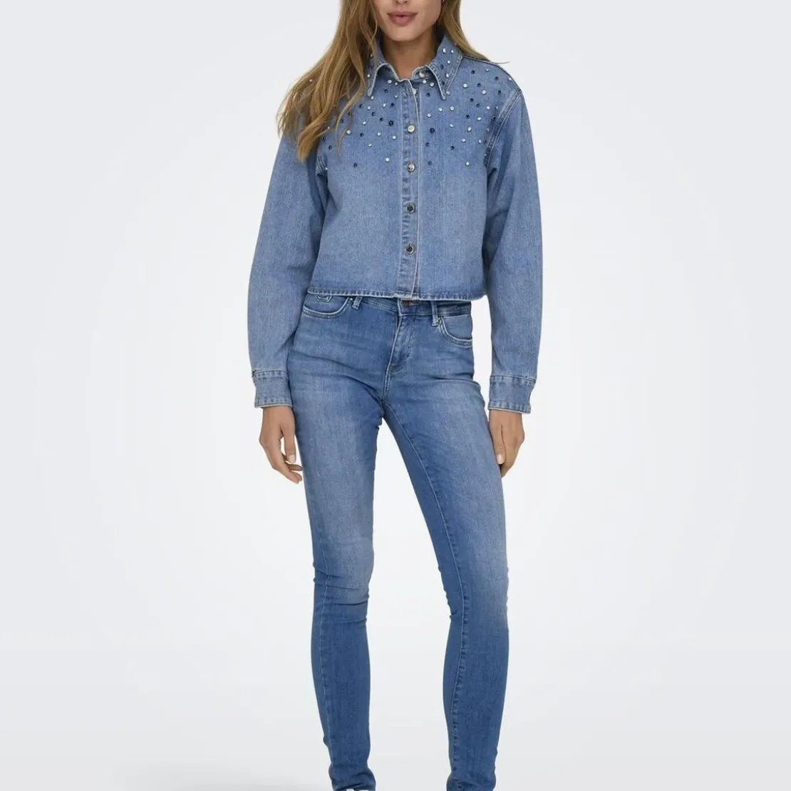 OnlyJean skinny Blush bleu en coton Ula