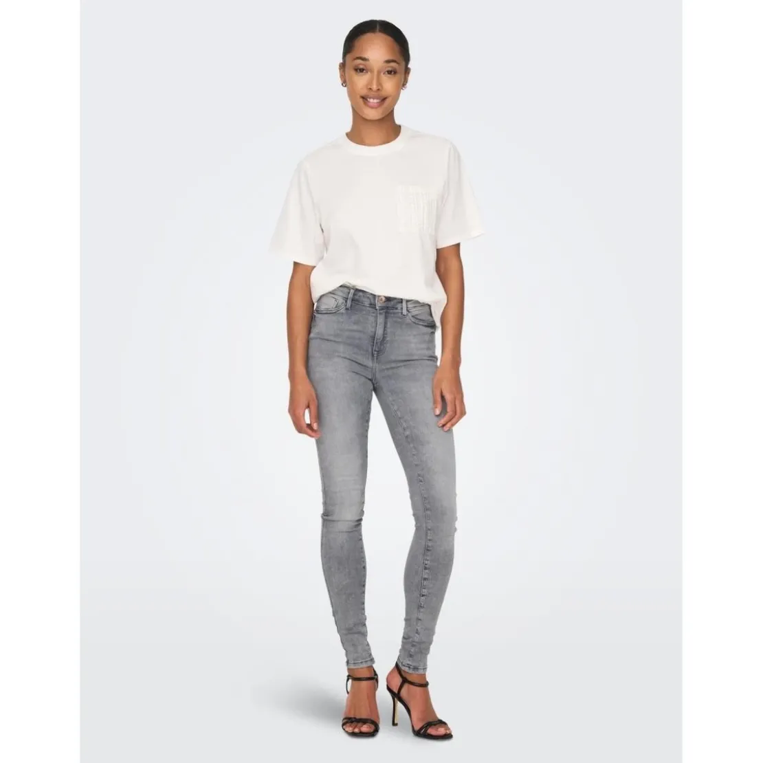 OnlyJean skinny gris en coton Jade