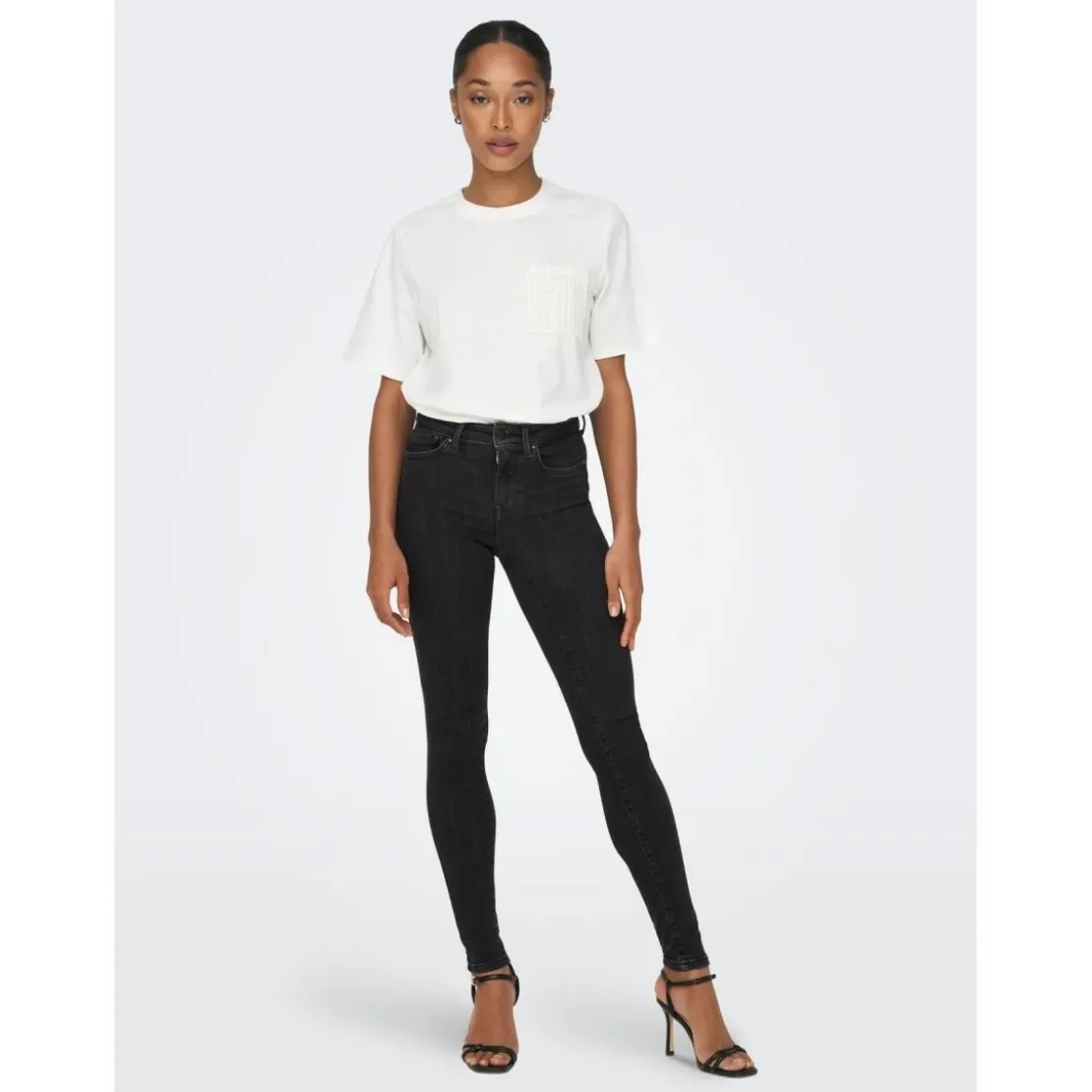 OnlyJean skinny gris en coton Molly