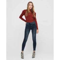 OnlyJean skinny Longueur cheville bleu en coton Cléo