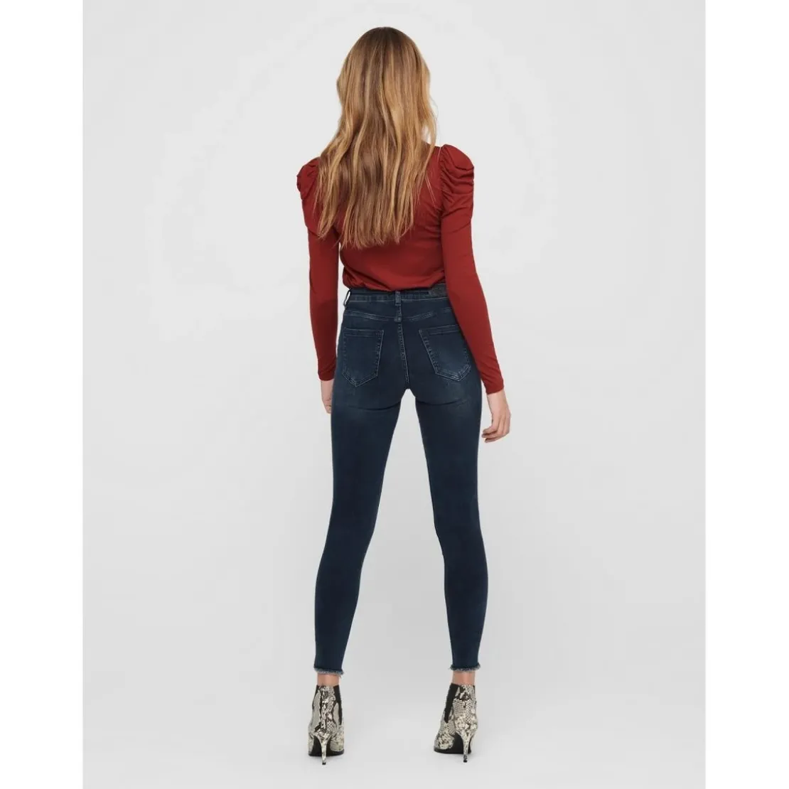 OnlyJean skinny Longueur cheville bleu en coton Cléo