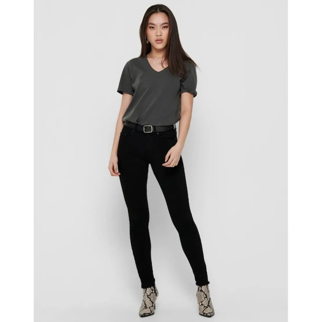OnlyJean skinny Longueur cheville noir en coton Julia