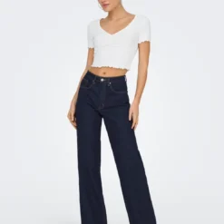 OnlyJean Taille Haute ONLJUICY - Bleu Sue en coton