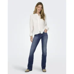 OnlyOnlblush Lw Flared Dnm Rea1303 Noos bleu denim en coton Ode