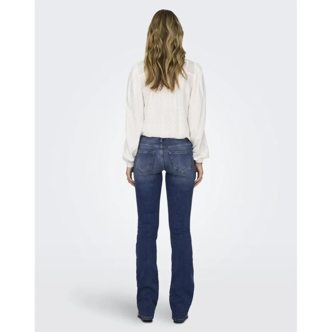 OnlyOnlblush Lw Flared Dnm Rea1303 Noos bleu denim en coton Ode