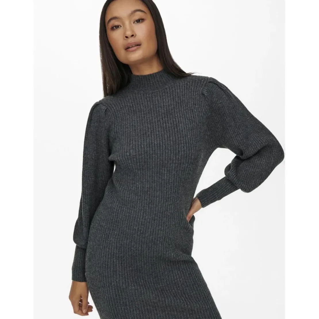 OnlyOnlkatia L/S Dress Knt Noos gris en viscose Sloan