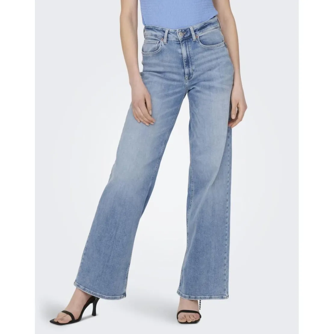 OnlyOnlmadison Blush Hw Wide Dnm Cro371 Noos bleu denim en coton Nora