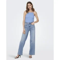 OnlyOnlmadison Blush Hw Wide Dnm Cro371 Noos bleu denim en coton Nora