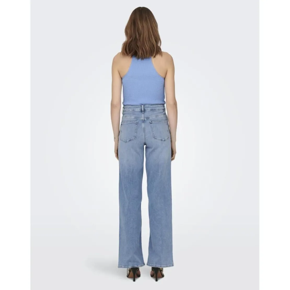 OnlyOnlmadison Blush Hw Wide Dnm Cro371 Noos bleu denim en coton Nora