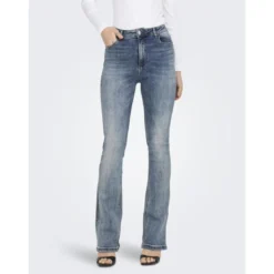 OnlyOnlmila Hw Flared Dnm Bj139 Noos bleu denim en coton Isa