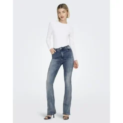 OnlyOnlmila Hw Flared Dnm Bj139 Noos bleu denim en coton Isa