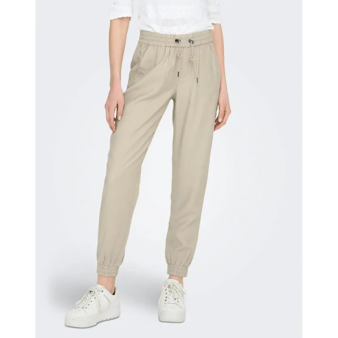 OnlyPantalon beige en viscose
