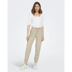 OnlyPantalon beige en viscose