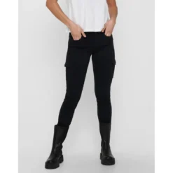 OnlyPantalon cargo Délavage Détails cargo noir en coton