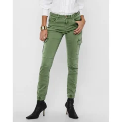 OnlyPantalon cargo Détails cargo vert en coton Fleur