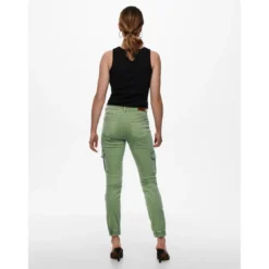 OnlyPantalon cargo Détails cargo vert en coton Fleur