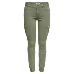 OnlyPantalon cargo Détails cargo vert en coton Fleur