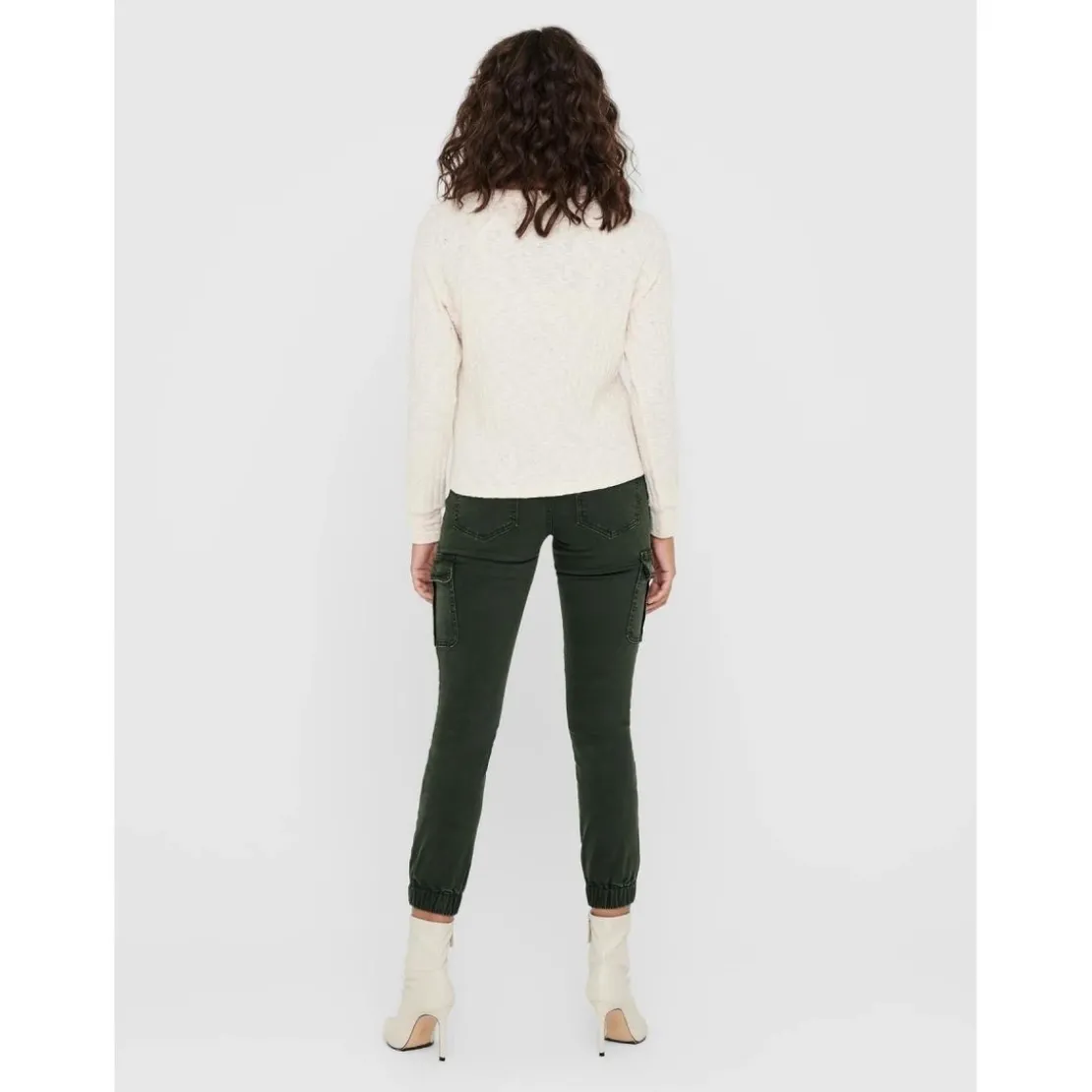 OnlyPantalon cargo Détails cargo vert en coton Lina