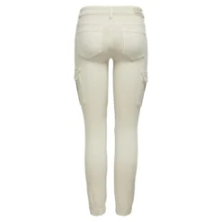 OnlyPantalon cargo fermeture par bouton. fermeture éclair taille moyenne gris clair en coton Nora