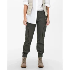 OnlyPantalon cargo gris en coton Juno
