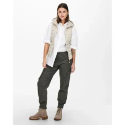 OnlyPantalon cargo gris en coton Juno