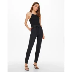 OnlyPantalon Cordon d'attache bleu en viscose Elise