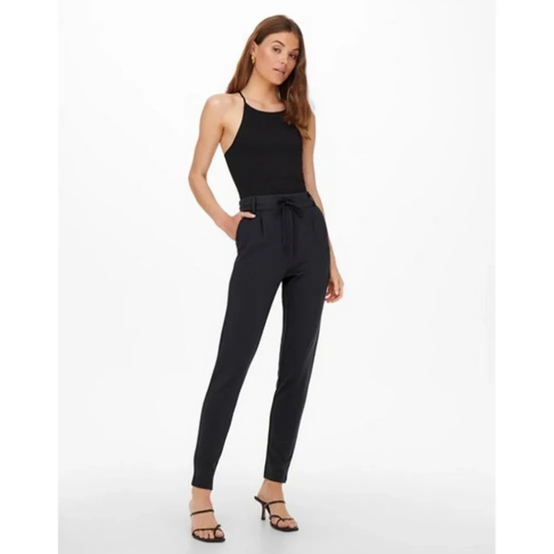 OnlyPantalon Cordon d'attache bleu en viscose Elise