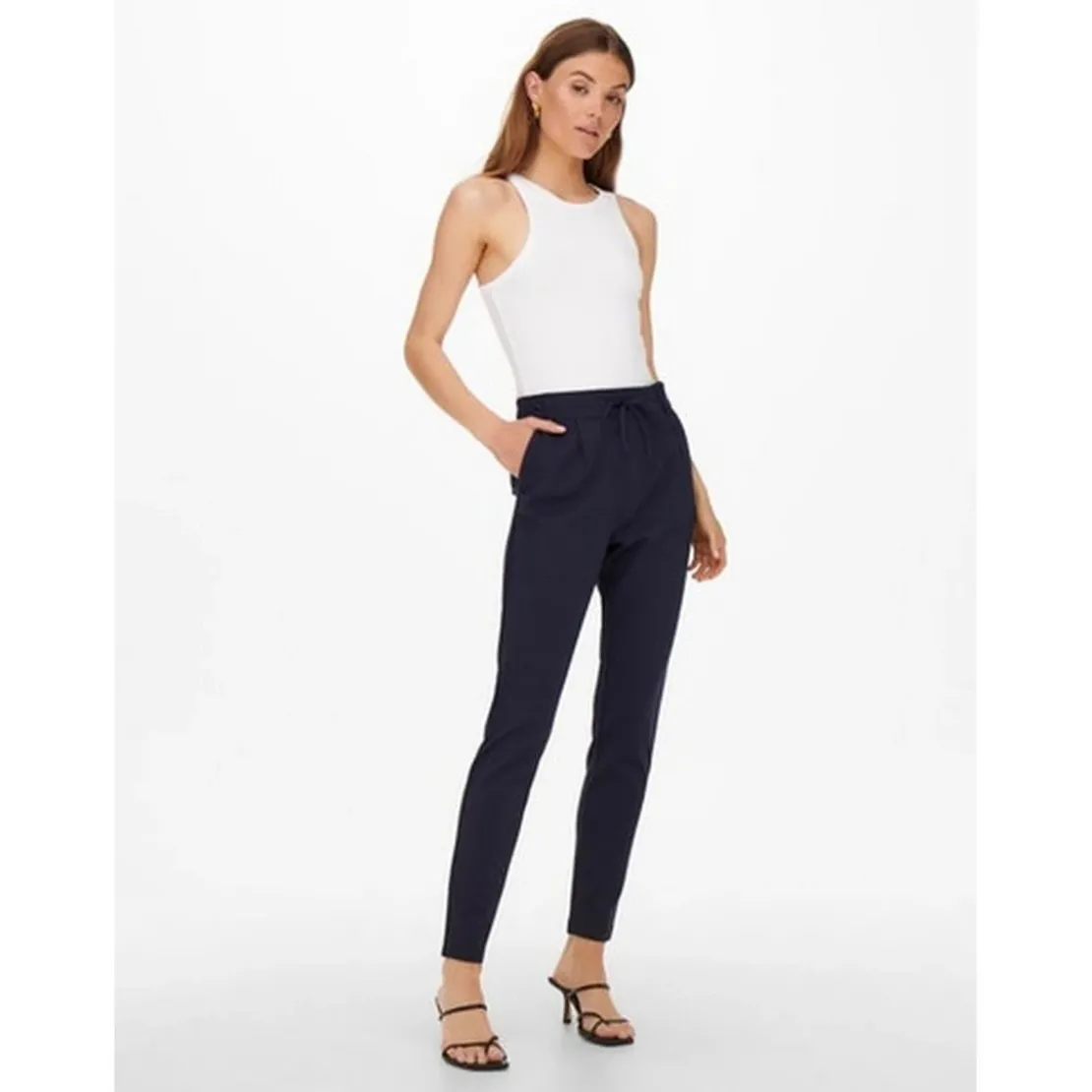 OnlyPantalon Cordon d'attache bleu en viscose Vera