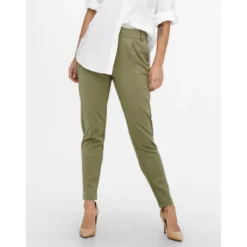 OnlyPantalon Cordon d'attache vert en viscose Rhea