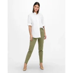 OnlyPantalon Cordon d'attache vert en viscose Rhea